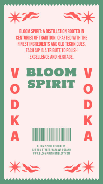 Artisanal Back Label Maker for an Organic Vodka 6408d
