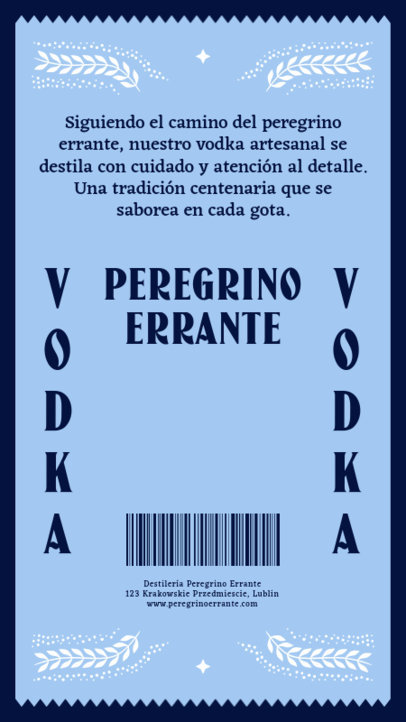 Handmade Back Label Generator for a Vodka Beverage 6408e