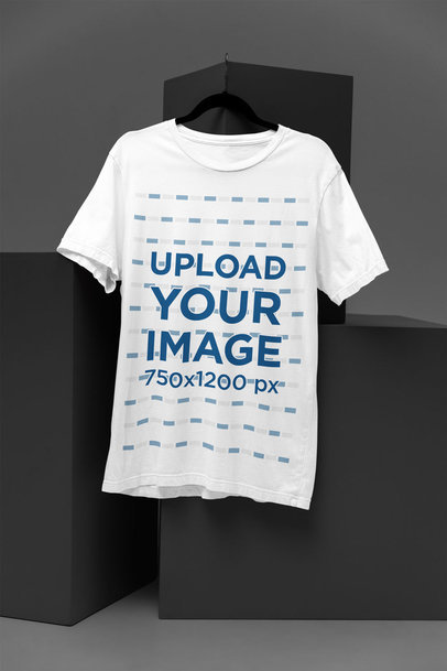 Mockup of a Crewneck Tee from Bella Canvas Hanging in a Minimalist Setting m37612