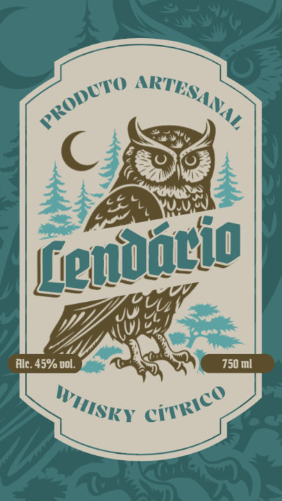 Bourbon Whisky Brand Front Label Generator Featuring an Owl Illustration