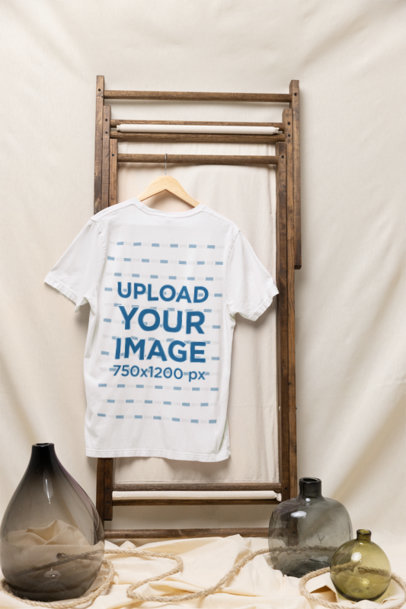 Back-View Mockup of a Bella Canvas T-Shirt in a Rustic Setting  m37609