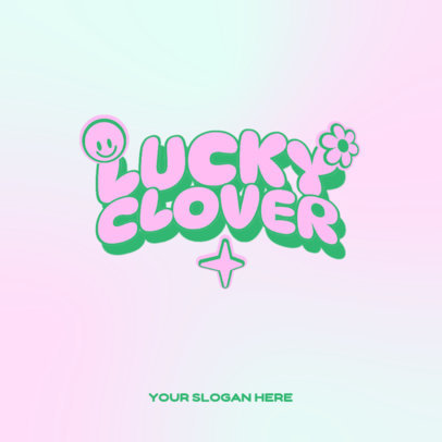 Y2K-Aesthetic Logo Maker for a Pop Artist with Flowers and a Smiling Face 6416