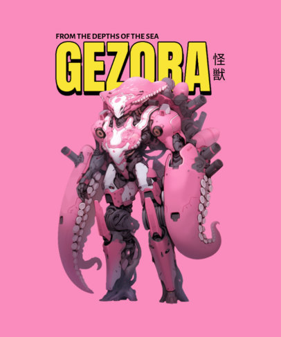 T-Shirt Design Maker Featuring a Sea Monster Inspired by Kaijus