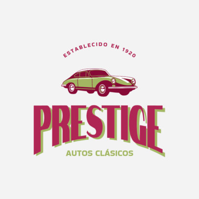 Classic Car Dealership Logo Template Featuring a Retro Automobile Graphic