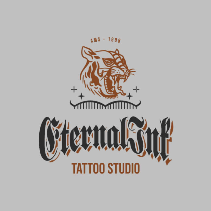 Tattoo Studio Logo Generator Featuring a Roaring Tiger Graphic