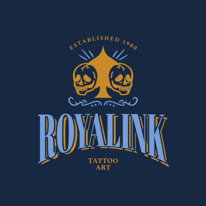 Logo Generator Featuring a Spade with Skulls for a Tattoo Art Studio