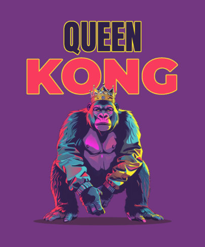 T-Shirt Design Template Featuring a Kong-Inspired Illustration
