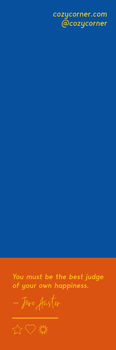 Bookmark Design Template Featuring a Happiness Quote by an Author ed6898i