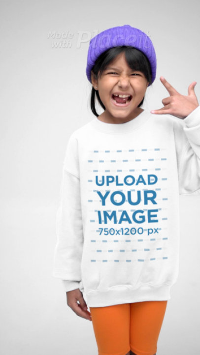 Gildan Sweatshirt Mockup of a Cool Girl Posing in a Studio With Sunglasses 7892v