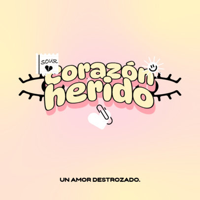 Music Channel Logo Maker Featuring a Heart with a Clip Inspired by Olivia Rodrigo 6417i