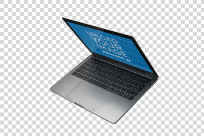 Left Upper View Mockup of a Semi-Open MacBook a21455