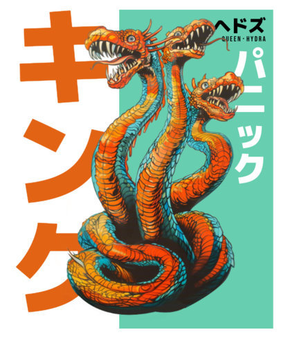 T-Shirt Design Maker with a Three-Headed Snake Monster Inspired by Kaijus 6894d