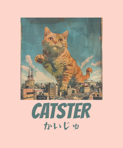 T-Shirt Design Creator With a Cat Graphic Inspired by a Kaiju