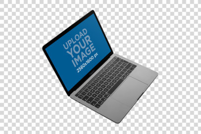 Mockup of a MacBook Standing on a Transparent Surface