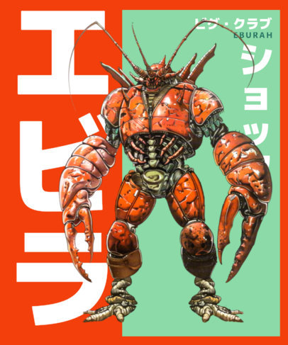 Illustrated T-Shirt Design Generator Featuring a Strange Creature Inspired by Kaijus 6894b