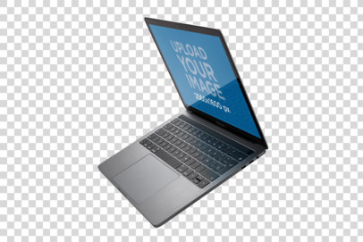 Mockup of a MacBook Floating in a Transparent Room