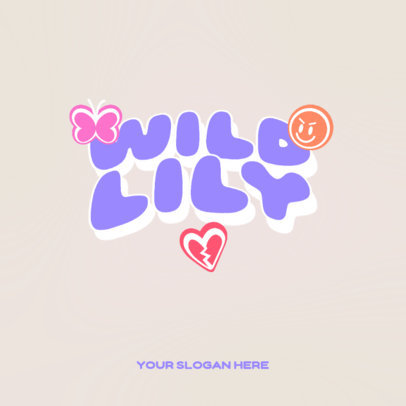 Logo Template with a Y2K-Style Typography and Colorful Graphics 6416a