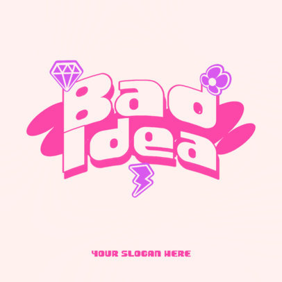 Logo Template for a Musician Featuring a Y2K-Style Typeface and Stickers 6416i