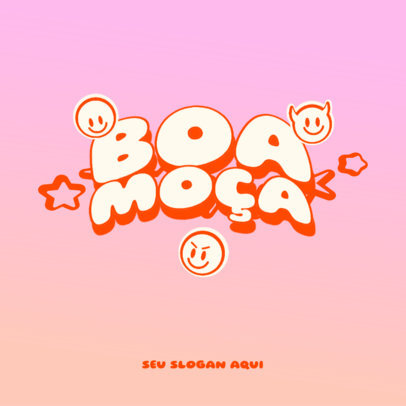 Olivia Rodrigo-Inspired Logo Template with Smiling Faces and a Chunky Typeface 6416e