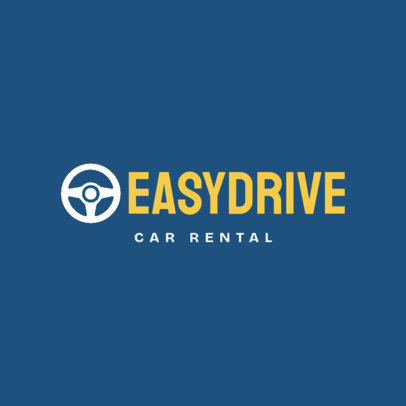 Car Rental Service Logo Template with a Simple Steering Wheel Icon