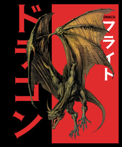 T-Shirt Design Creator Featuring a Winged Beast Inspired by Kaijus 6894e