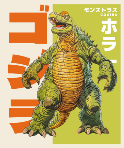 T-Shirt Design Generator Featuring an Illustrated Reptile Beast Inspired by Kaijus 6894f