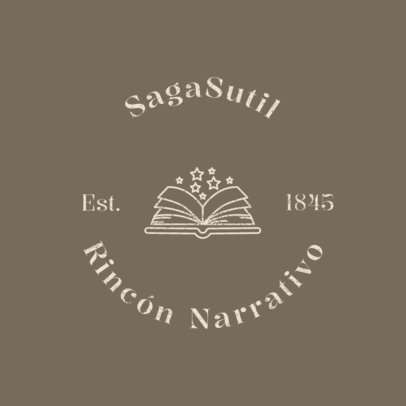 Logo Template for a Reading Club Featuring an Open Book with Stars