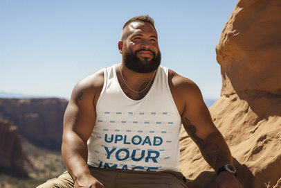 Tank Top Mockup Featuring an AI-Created Man Enjoying Nature for Earth Day