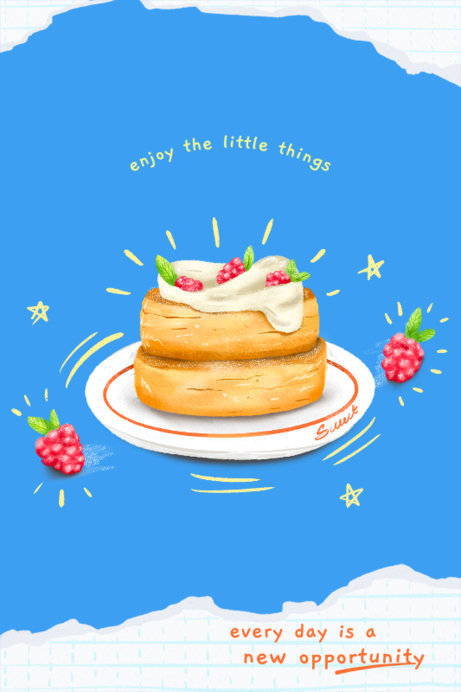 Kitchen Poster Design Maker with a Strawberry Cake Illustration