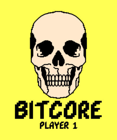 T-Shirt Design Maker Featuring an 8-bit Skull with a Pixelated Font