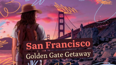 Intro Video Maker with an AI Background of the Golden Gate Bridge for a Travel Vlog  7842