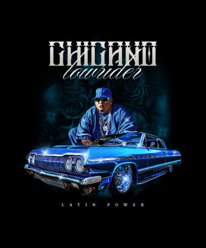 T-Shirt Design Maker with AI-Created Chicano-Style Characters and Lowriders