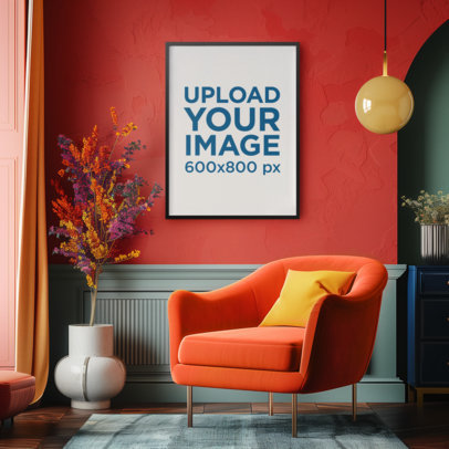 Eclectic-Inspired Mockup of an AI-Created Art Print Placed in a Living Room m38325