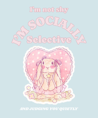 T-Shirt Design Maker Featuring an Illustrated Bunny with a Vintage Aesthetic 6433