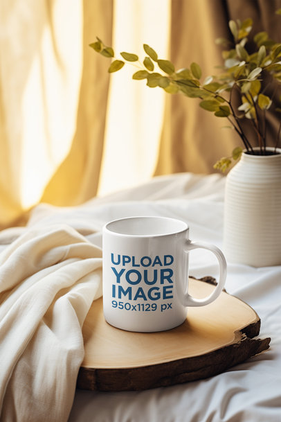 Mockup of an AI-Created 11 oz Coffee Mug Placed in a Relaxing Setting