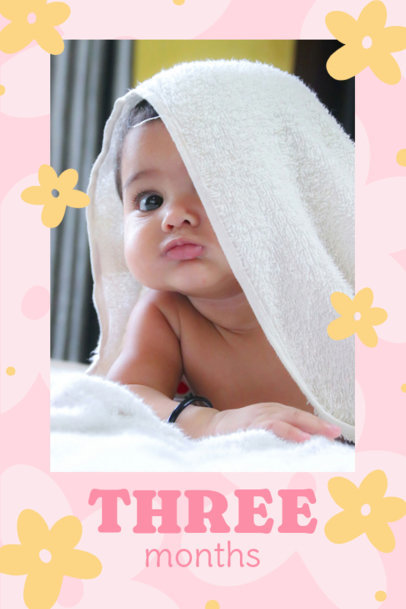 Ad Banner Design Maker with Illustrated Flowers to Celebrate a Baby's Monthiversary