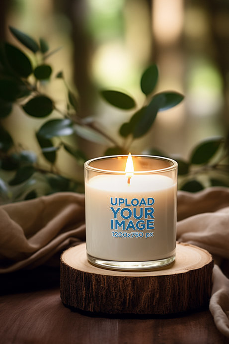 Mockup of a Nice AI-Generated Candle Placed on a Relaxing Setting