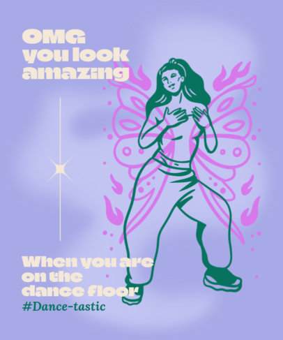 T-Shirt Design Creator Featuring a Female Dancer with Butterfly Wings 6429g