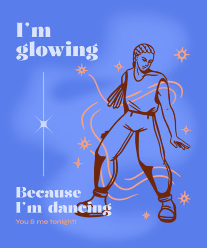 T-Shirt Design Template with an Illustrated Dancer and Stars 6429h