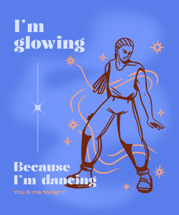 Placeit - T-Shirt Design Template with an Illustrated Dancer and Stars