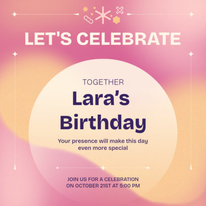 Instagram Post Template Featuring a Contemporary Aesthetic for a Birthday Party