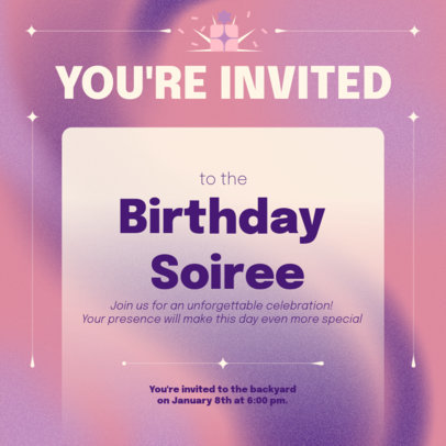 Event Instagram Post Generator for a Birthday Party With a Gradient Style