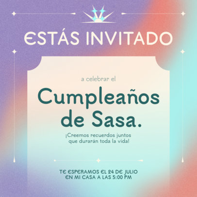 Contemporary Instagram Post Template Featuring a Birthday Invitation