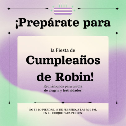 Instagram Post Generator Featuring a Gradient-Styled Layout for a Birthday Event