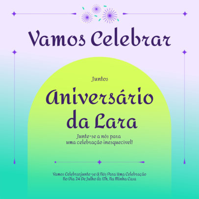 Instagram Post Creator to Celebrate a Birthday Party Featuring a Colorful Background