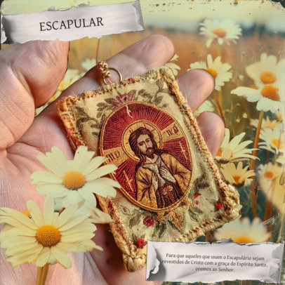 Instagram Post Template With a Christian Scapular Quote ED-6923c