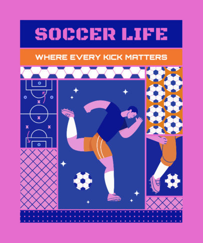 T-Shirt Design Template Featuring an Illustrated Soccer Player Kicking a Ball 6428h