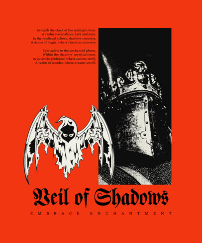 Back T-Shirt Design Creator With Graphics Inspired by a Medieval Style ED-6925b