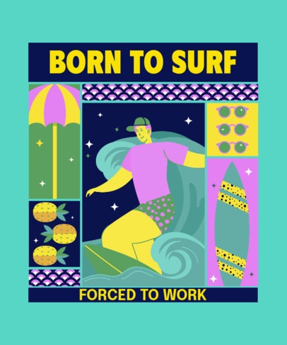 T-Shirt Design Maker Featuring an Illustrated Surfer with Colorful Graphics 6428i