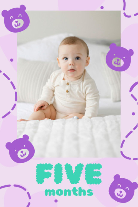 Ad Banner Design Creator with Cute Bear Faces for a Baby's Monthiversary